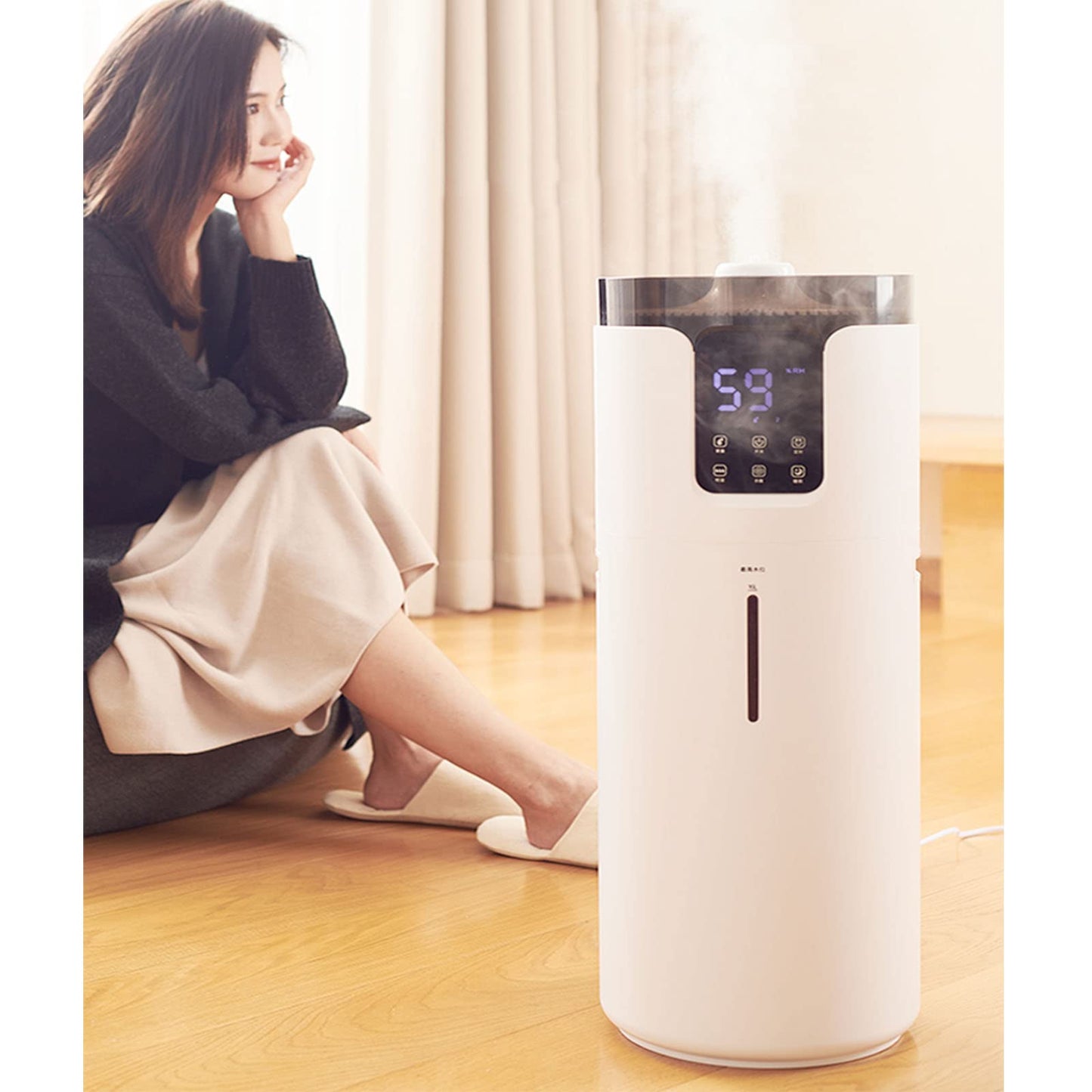 Humidificadores Humidificador ultrasónico de Niebla fría Grande de 16 L, Gran Capacidad del Tanque de Agua, Funciona hasta 26 Horas, Bandeja difusora de Aroma y Apagado automático