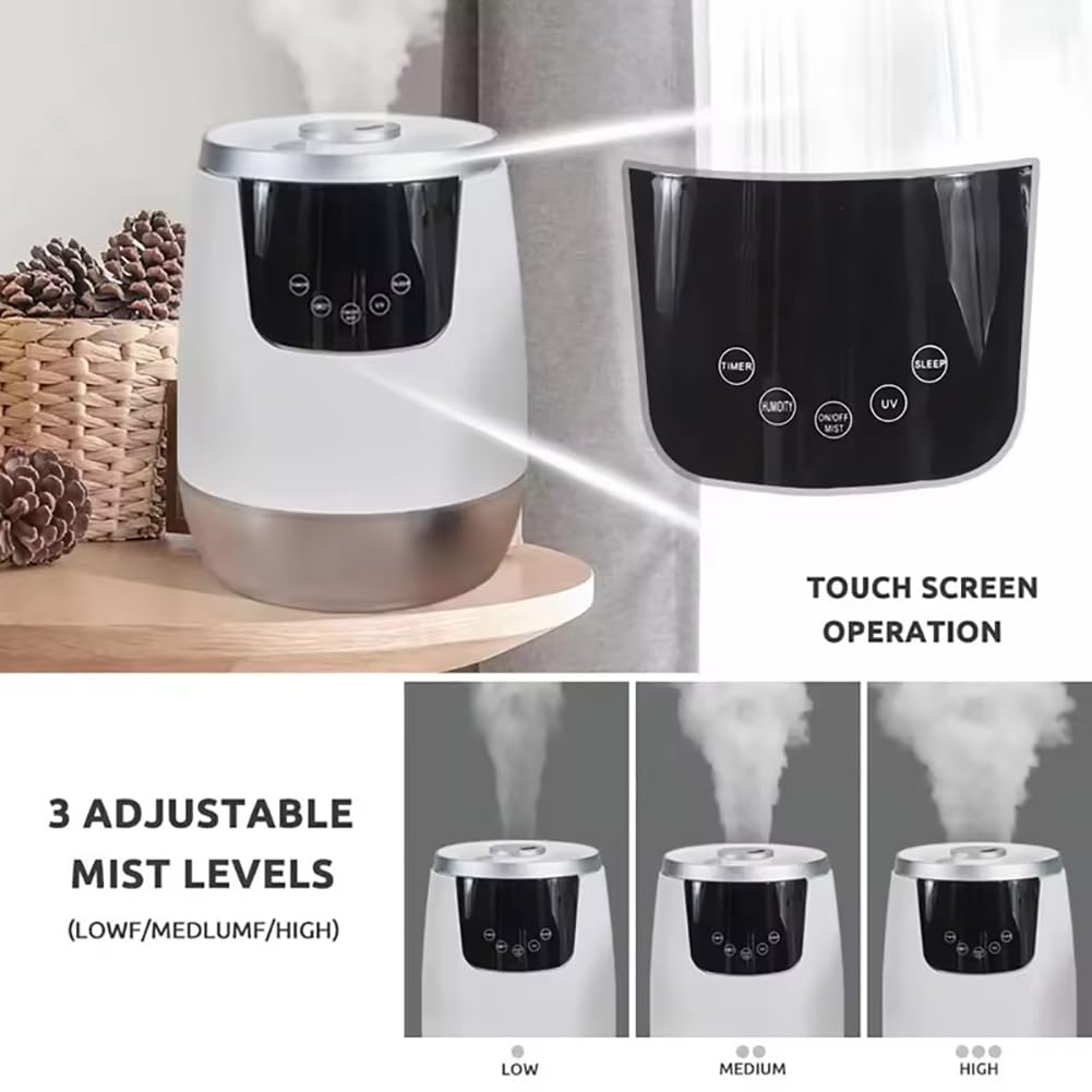 Humidificadores para Dormitorio, humidificador de Niebla fría de 4 L con 3 Niveles de Niebla Ajustables, Salida de Niebla de 280 ml, Temporizador de 8 Horas, Control Remoto, Modo de suspensión