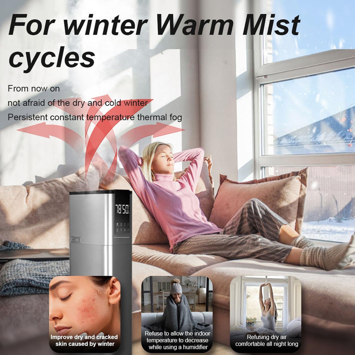 Humidificador De Llenado Superior De 13 L para Dormitorio, Tiempo De Funcionamiento De 60 Horas, con Bandeja De Aromaterapia, Salida De Niebla De 500 Ml/h Humidificación De Circulación De 360 °
