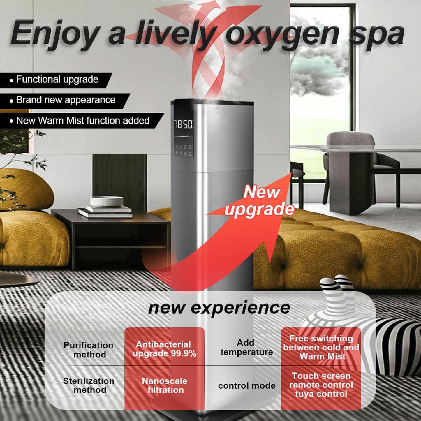 Humidificador De Llenado Superior De 13 L para Dormitorio, Tiempo De Funcionamiento De 60 Horas, con Bandeja De Aromaterapia, Salida De Niebla De 500 Ml/h Humidificación De Circulación De 360 °