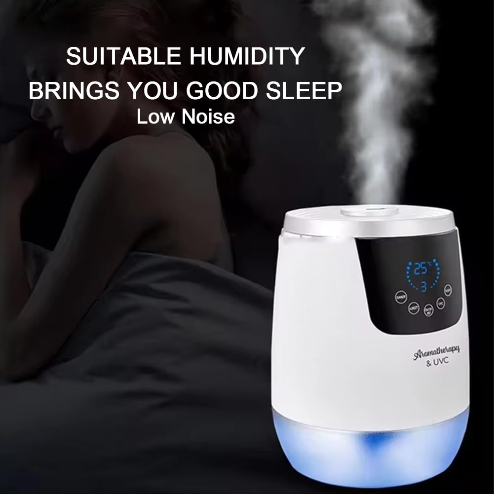 Humidificadores para Dormitorio, humidificador de Niebla fría de 4 L con 3 Niveles de Niebla Ajustables, Salida de Niebla de 280 ml, Temporizador de 8 Horas, Control Remoto, Modo de suspensión