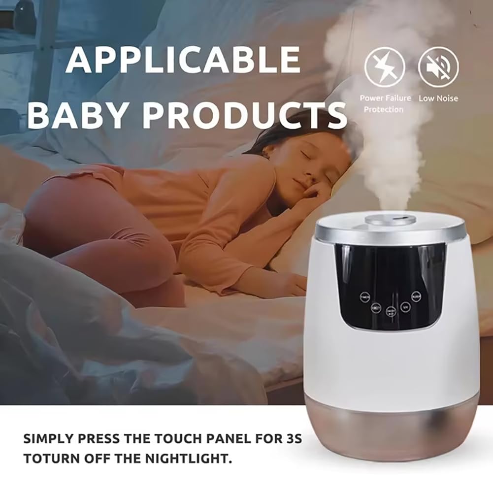 Humidificadores para Dormitorio, humidificador de Niebla fría de 4 L con 3 Niveles de Niebla Ajustables, Salida de Niebla de 280 ml, Temporizador de 8 Horas, Control Remoto, Modo de suspensión