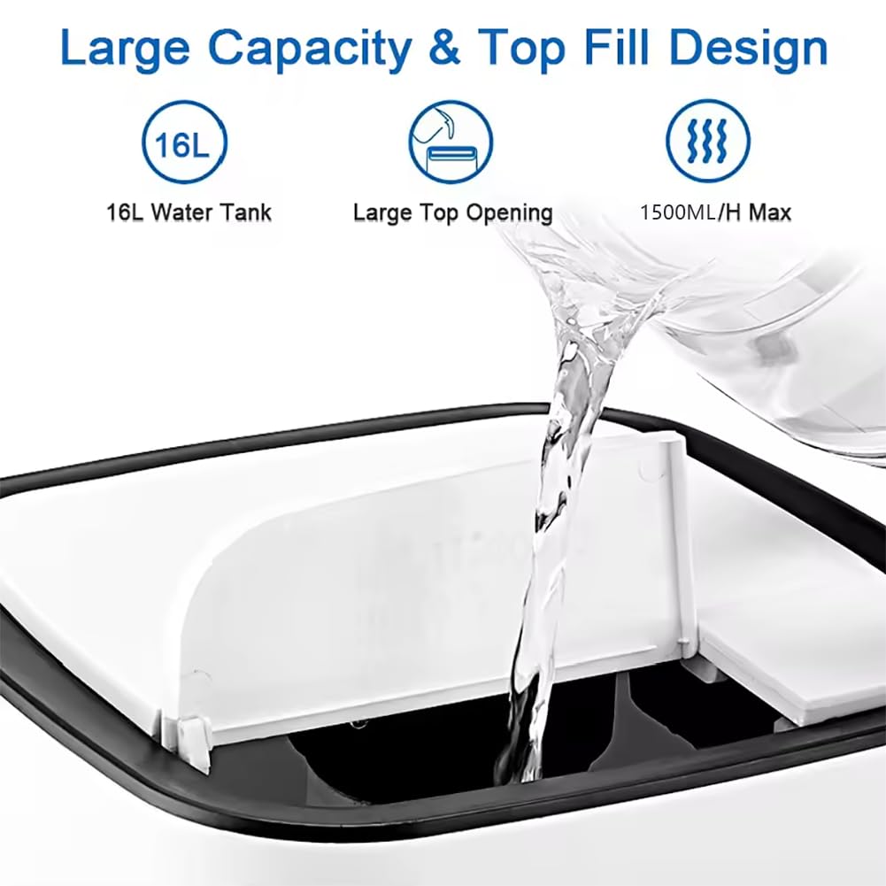 Humidificador Industrial, humidificador Grande Comercial de 16 l, humidificador para Toda la casa con Control Remoto y Temporizador, atomizadores de 3 núcleos, Humedad Personalizada, para área